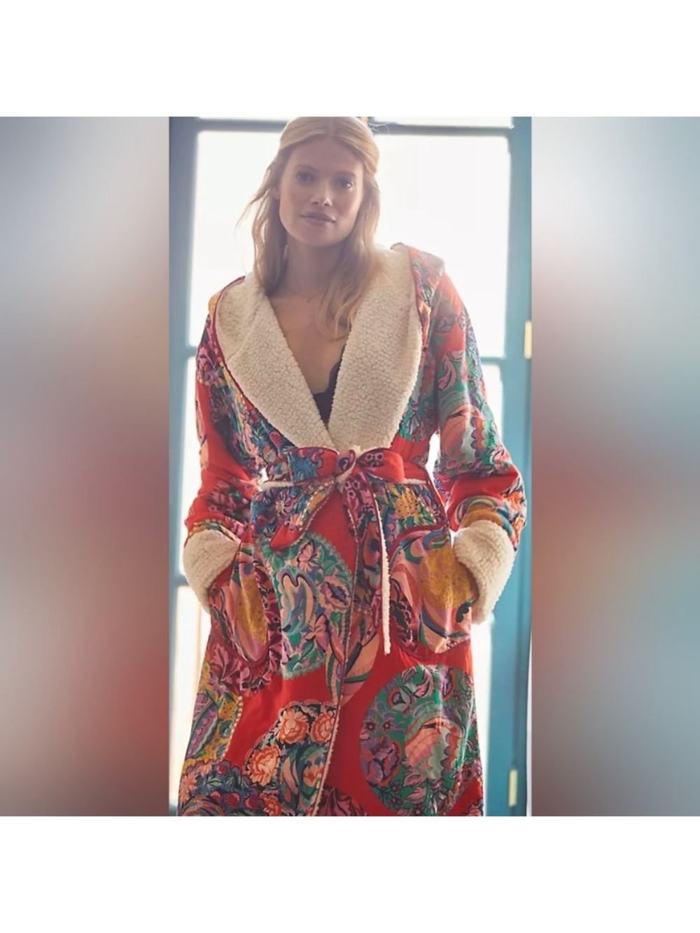 Anthropologie x Alexander Farmer Secret Garden Faux Sherpa Robe